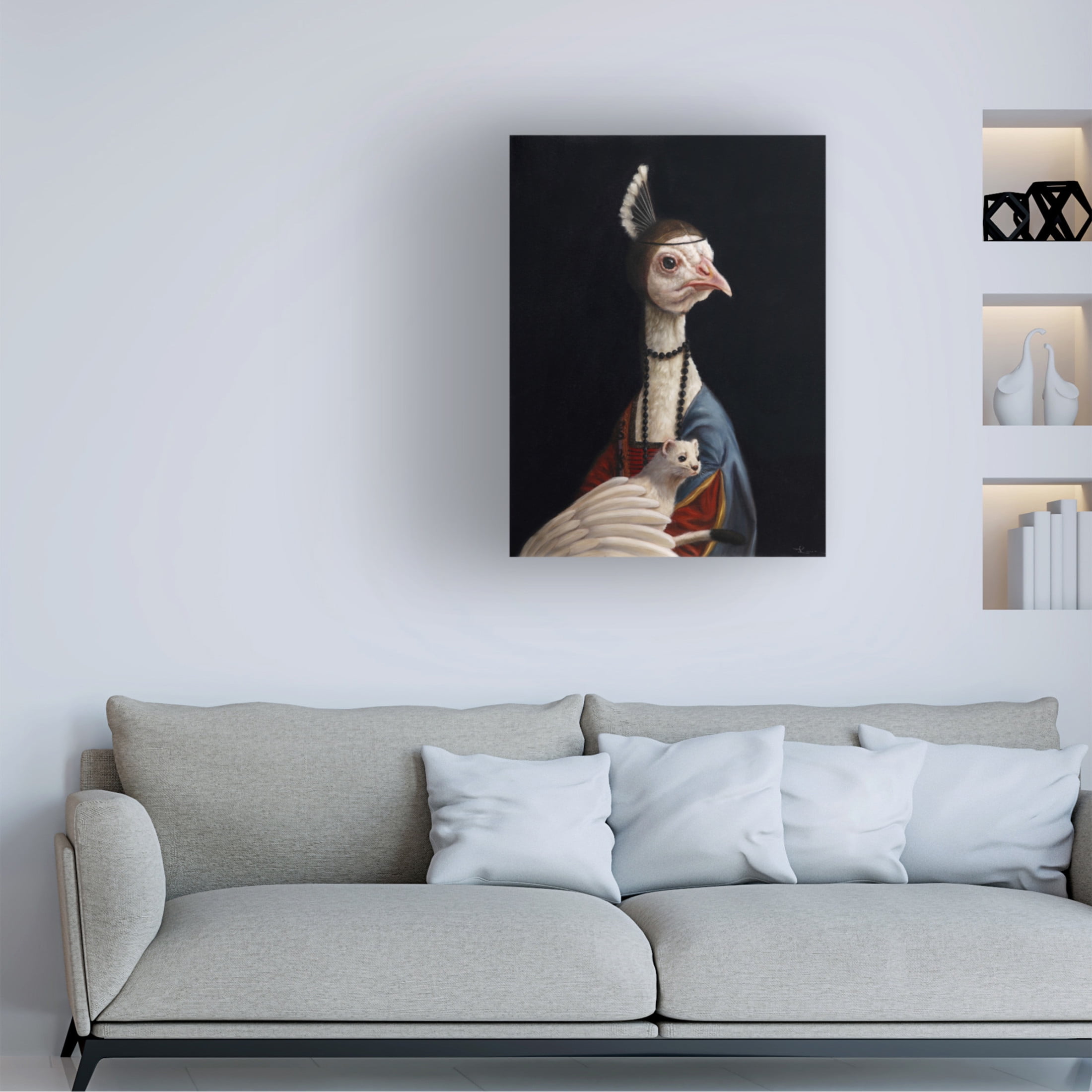Canvas Wall Art - Lucia Heffernan 'Peacock with Ermine' Wall Art for Living Room, Bedroom, or Office Décor by Trademark Fine Art - 18 x 24 Inches