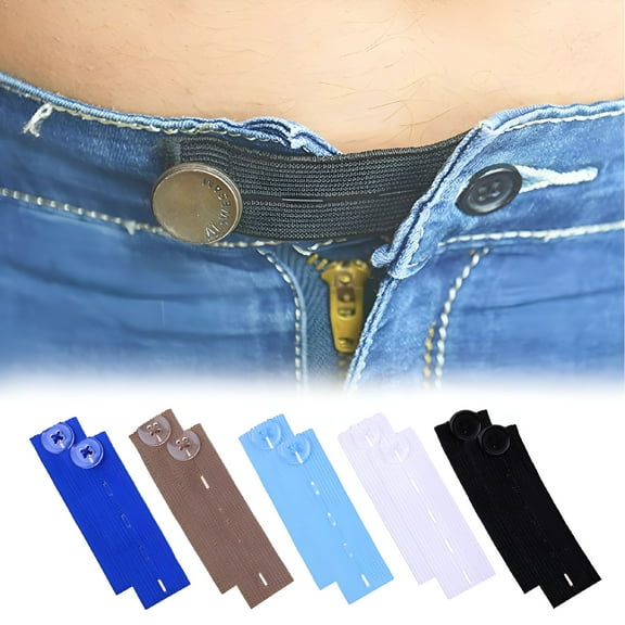 TELOLY 10 Pcs Elastic Pants Waist Extenders,Button Extenders for Jeans,Adjustable Waistband Expanders for Men and Women