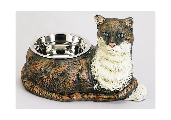 Cast Iron Cat Shaped Dish with Stainless Steel Food Bowl