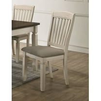 Modern Design Side Chairs Set of 4pc Cream Finish and Tan Fabric Padded Seat Slatted Backrest Dining Furniture