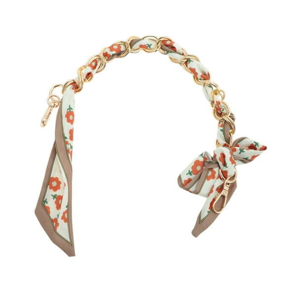 Unique Bargains 1 Pc Floral Print Bag Extender Chain for Travelling Khaki Orange Alloy Polyester