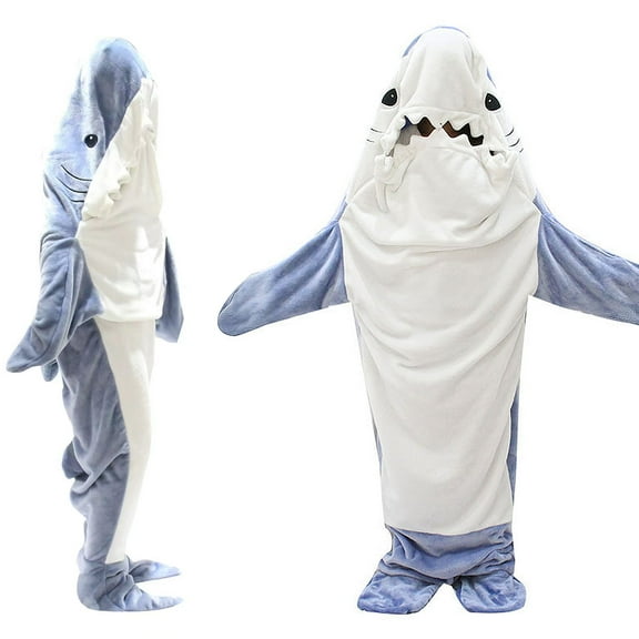 KKL Shark Blanket Hoodie Onesie Adult & Kid,Wearable Shark Blanket,Shark Sleeping Bag,Soft Cozy Shark Onesie Costume