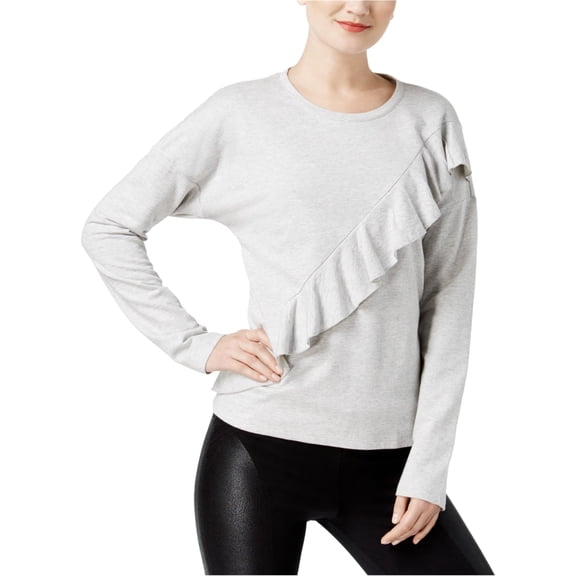 I.N.C Womens Ruffled Sweatshirt, Grey, Large