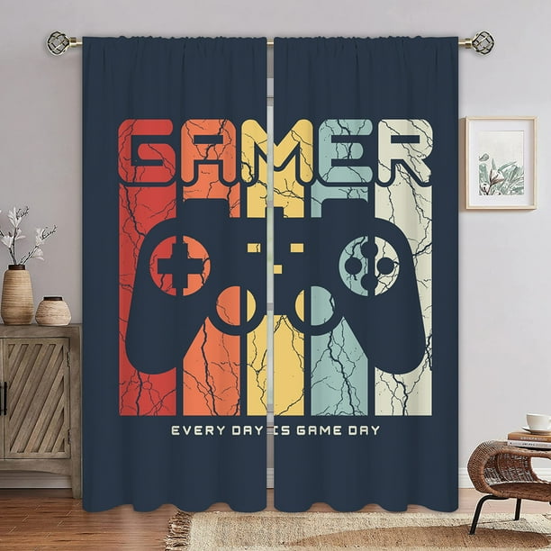 Yipa Adult Gaming Curtains for Boys Bedroom Rod Pocket Video Games for
