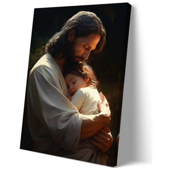 Jesus Christ and Child Religious Poster Jesus Praying Wall Art Canvas Panels Painting Prints Home Office Decoration Canvas Living Room