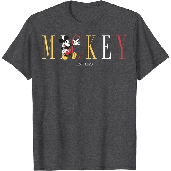 Mickey Mouse Est 1928 Simple Text DTG Print Unisex T-Shirt