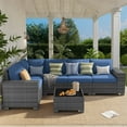 thumbnail image 3 of Poteban Patio Furniture Set 6 PCS Outdoor Sectional Conversation Sets Featuring Widen Wicker Armrests and High Back, Gray&Blue, 3 of 6