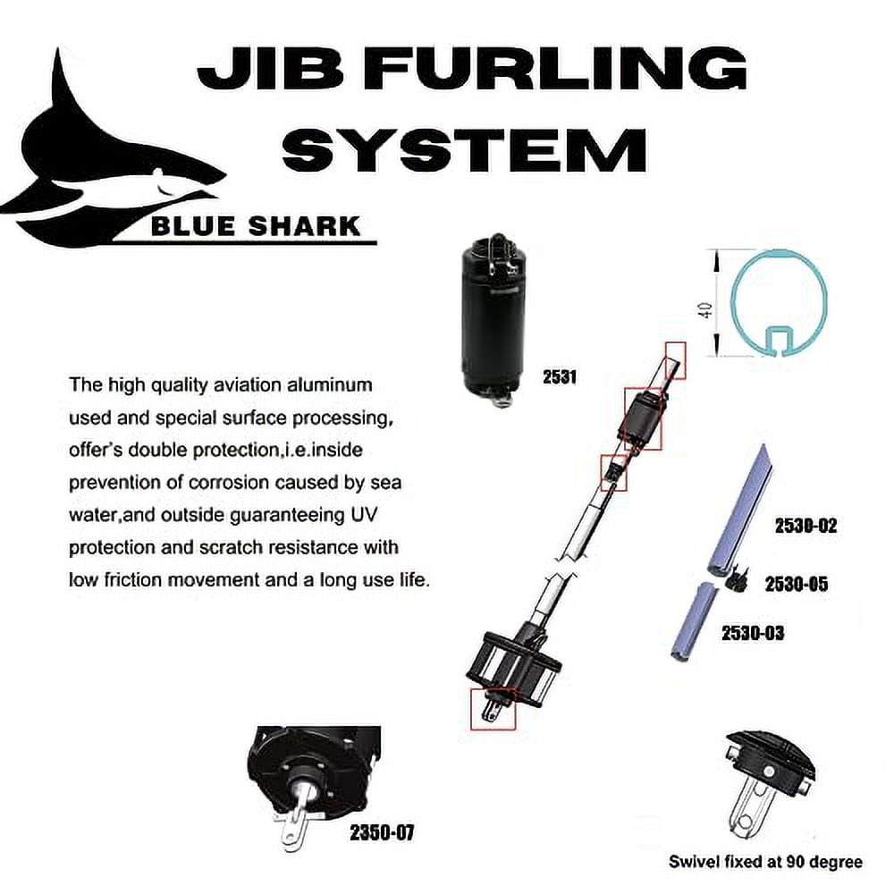 BLUESHARK 2530 Jib Furling Drum for 8-11m Sailboat