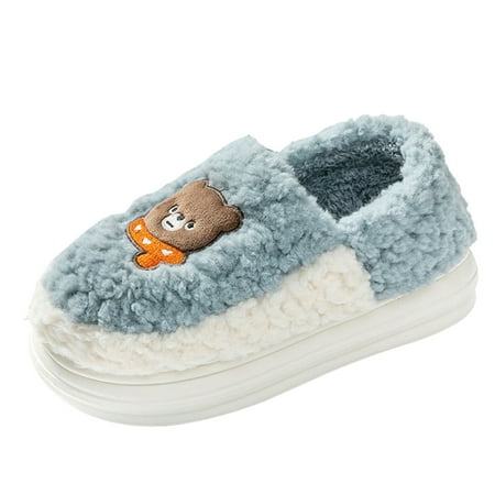

Men Slippers Couples Men Slip On Plush Flat Home Winter Round Toe Keep Warm Cartoon Prints Slippers Shoes