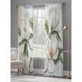 thumbnail image 4 of White Floral Sheer Curtains 84 Inch Length 2 Panels Set, Pastoral Farmhouse Magnolia Flowers Leaves Voile Window Treatment Rod Pocket Curtains Sheers Drapes for Bedroom/Living Room/Kitchen 52"x84"x2, 4 of 7