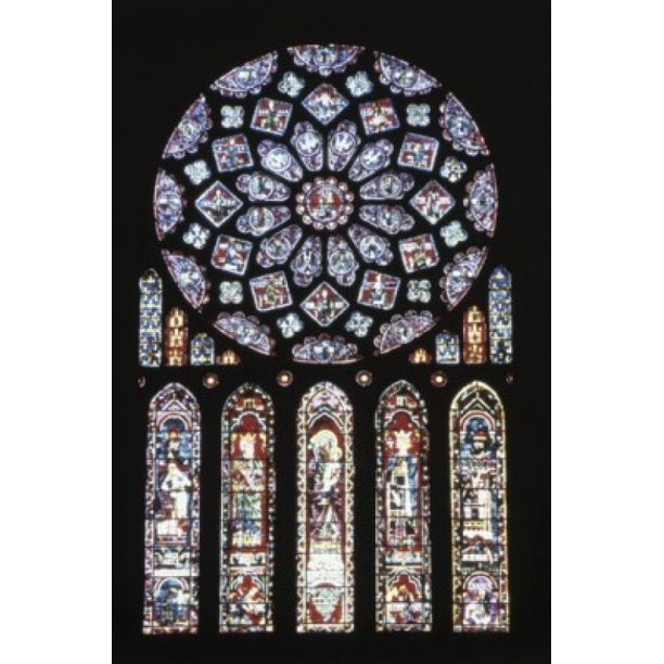 Rose Window And Lancets Stained Glass Chartres Cathedral France Poster Print Item Varsal Walmart Com