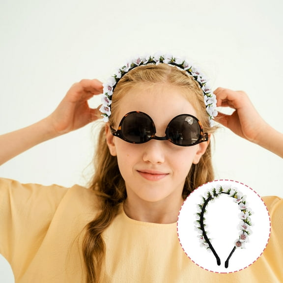 PAMINGONO 1Set Flower Crown Wreath Headbands White Circular for Bridal Use
