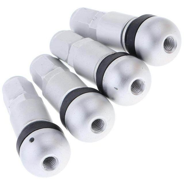 Maoww 4 Pcs Car Tubeless Wheel Dust Caps Tire Valve Stems Moonlight silver + Black