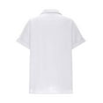 thumbnail image 6 of nerohusy V Neck Linen T Shirts for Women Half Zip Short Sleeve Tops with Pocket Casual Solid Color Lapel Collar Blouses,White,XXL, 6 of 8