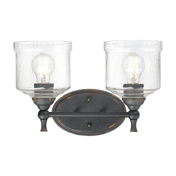Golden Lighting Keating 2-light Vanity in Antique Black Iron