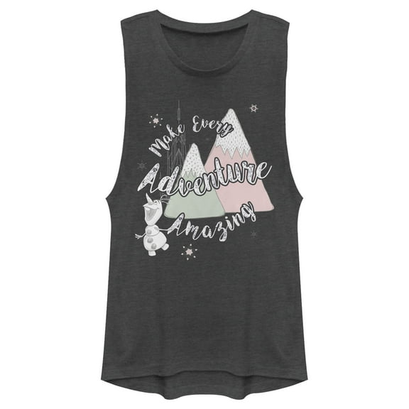 Junior's Frozen Olaf Mountain Adventure Festival Muscle Graphic Tee Charcoal Small