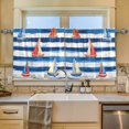thumbnail image 2 of Yayeee Kitchen Curtains Tier Set of 2 Light Filtering 57"x36" Over Sink Window Panels, Blue Sailboats, 2 of 7
