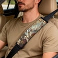 thumbnail image 5 of Xixirimido Leather Seat Cover Front Seats Only, Universal Fit Auto Front Seat Covers for Sedan Van SUV Truck 5 Pcs Set with Seatbelt Covers & Center Console Cover, Hunting Deer Leaf Forest Camouflage, 5 of 8