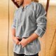 thumbnail image 2 of Camisa hippie de manga larga/corta para hombre, con cordones góticos, traje de lino, camisa retro medieval, 2 of 4