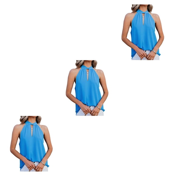 Blusa Sin mangas Qarigey para mujer Azul S 3piezas