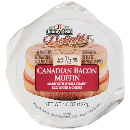 Jimmy Dean D-Lights Canadian Bacon w/ Egg Whites and Cheese Muffin Sandwich, 4.5 oz., 12 per (Best Bacon Egg And Cheese Sandwich)