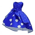thumbnail image 3 of Otqutp Girl's Sleeveless Polka Dot High Low Tutu Dress Wedding Princess Pageant Christmas 50s Rockabilly Party Evening Gown(Blue,6-7 Years), 3 of 8