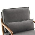 thumbnail image 3 of Zimtown Mid-Century Retro Armchair, Modern Upholstered Lounge Chair, Linen Fabric Accent Chair with Sturdy Wooden Frame Dark Gray, 3 of 12