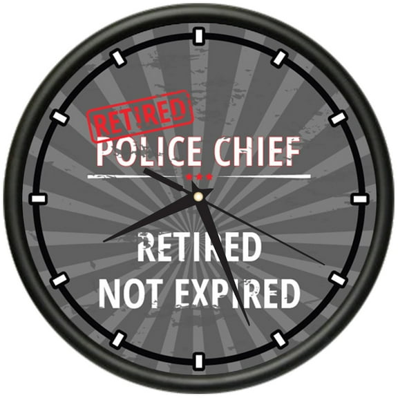 Retired Police Chief Design Wall Clock | Precision Quartz Movement | Retired Not Expired Funny Home Décor | Home, Office or Bedroom Decoration Retirement Personalized Gift