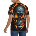 thumbnail image 2 of Zufioo Flame Metal Skull Print Men's Baseball Short Sleeve, Moisture Wicking Button-Down Hip Hop Tee-3X-Large, 2 of 7