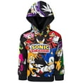 thumbnail image 2 of SEGA Sonic the Hedgehog Big Boys' Athletic Fleece Hooded Sweatshirt Group Black, 2 of 6