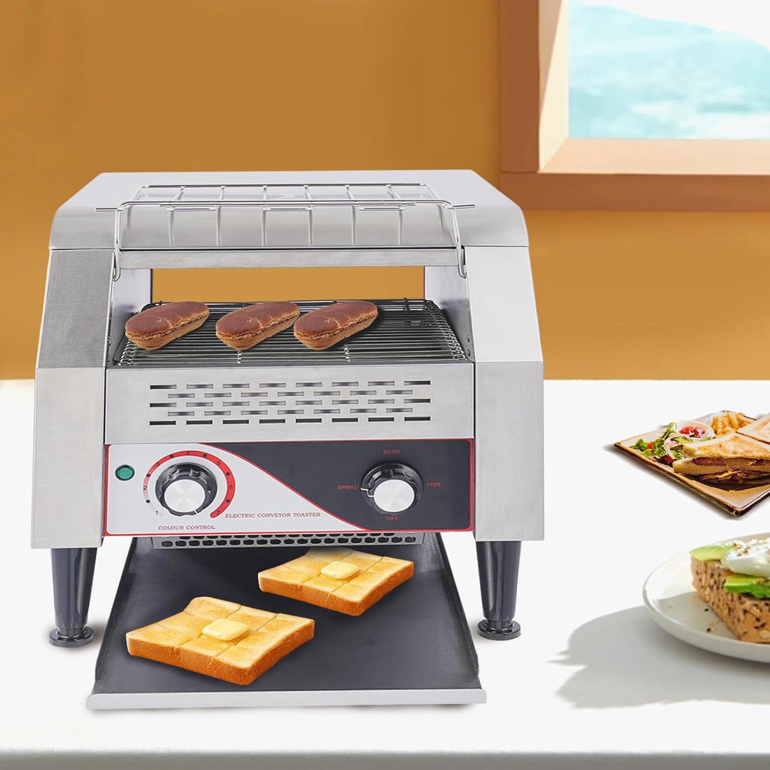 NSF Conveyor Toaster 300 Slices/Hour, Commercial Bread Toaster Bagel Toaster for Restaurant, 1700W Stainless Steel Toaster Oven for Restaurant,Buffets,House Use
