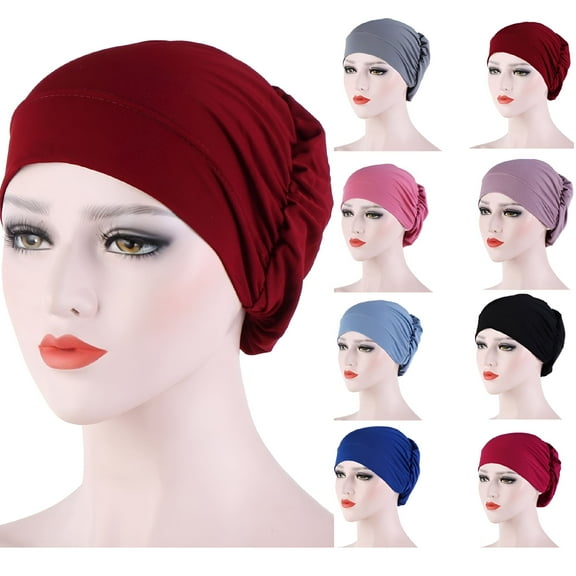 TELOLY 4Pcs/Set Cotton Chemo Turbans Headwear Beanie Hat Cap for Women Cancer Patient Hairloss