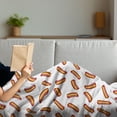 thumbnail image 3 of Hot Dog Soft Flannel Fleece Throw Blanket, Simple Hot Dog Food Pictogram Buns and Sausages, Cozy Plush for Indoor and Outdoor Use, 50" x 60", Orange Burgundy, by Ambesonne, 3 of 5
