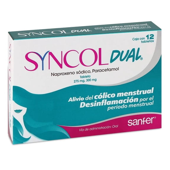Paracetamol, naproxeno Syncol Dual 275 mg, 300 mg, 12 tabletas