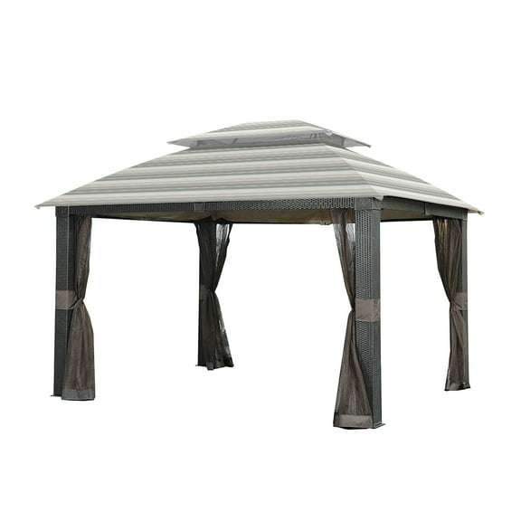 Garden Winds Replacement Canopy Top Cover for the Revella Gazebo -Standard 350 - Stripe Stone