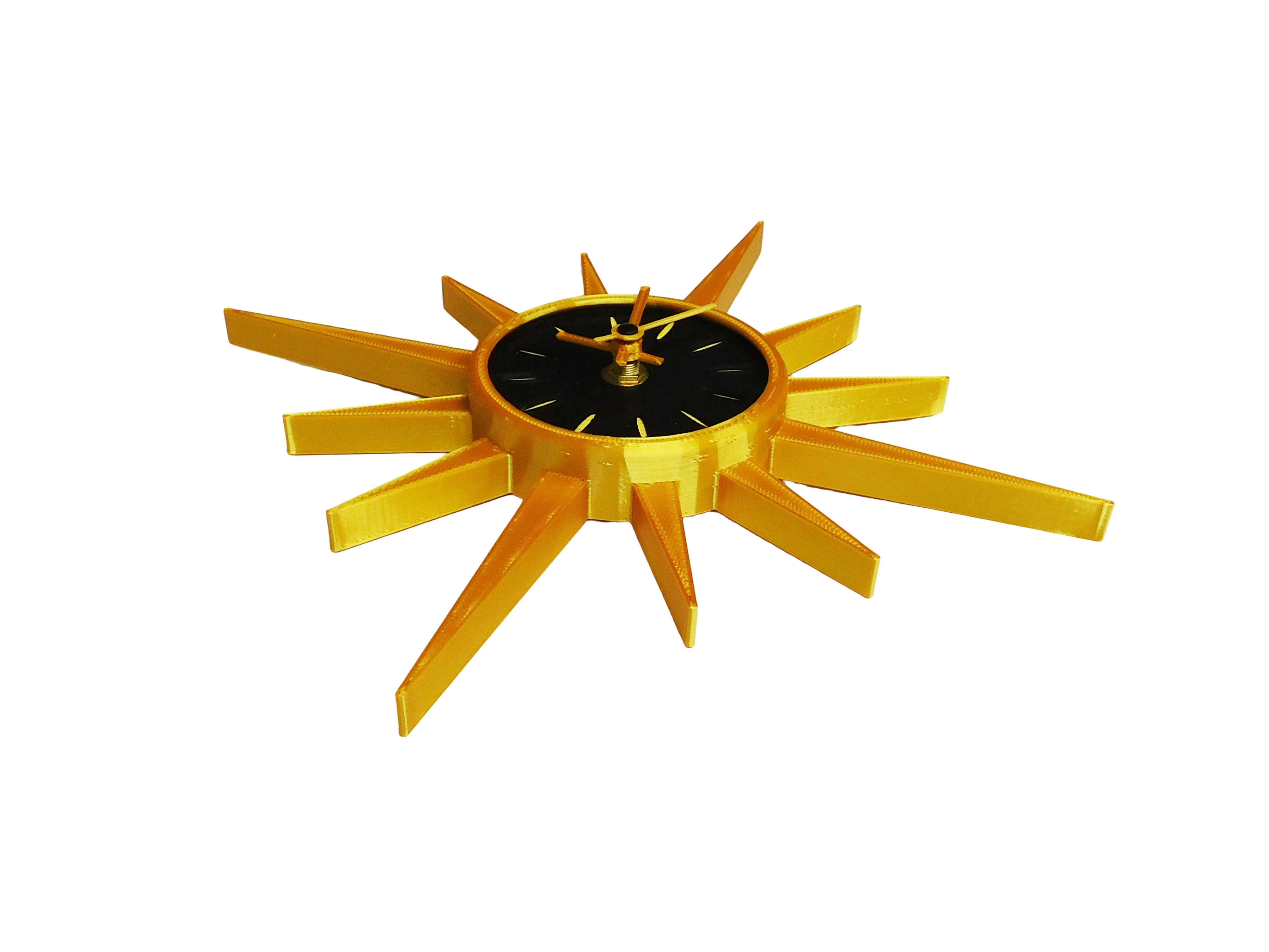 Mid-Century Modern Gold Sunburst Wall Clock – Retro Atomic Starburst Design – Vintage Style Home Decor