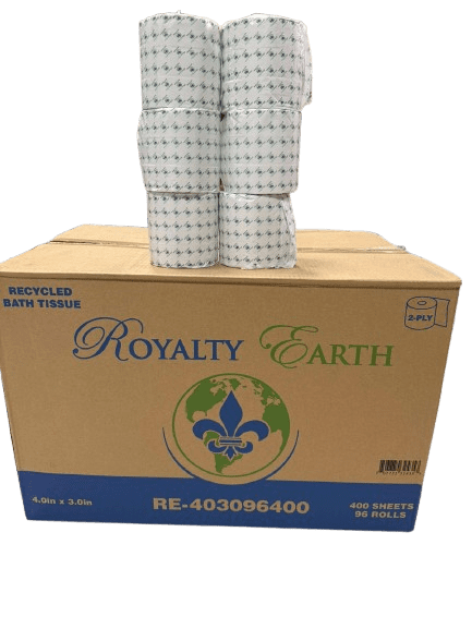 Royalty Earth Standard Bath Tissue, 2-ply, White, 4 X 3, 400 Sheets/roll, 96 Rolls/carton