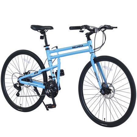 HNGMTNG 21 Speed Folding Hybrid bike Disc Brake 700C Road Bike For men women‘s City Bicycle