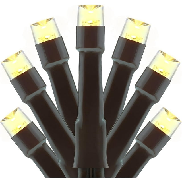 YULETIME 100 ft 300 Count LED String Lights with Adapter, Wide Angle 5mm Christmas Lights (Warm White - Brown Wire)