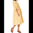 thumbnail image 3 of Vestido Midi Holgado Informal de Verano para Mujer, con Escote en V, Cordones, Media , Estampado Geométrico Bohemio Amarillo XL, 3 of 8