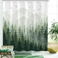 thumbnail image 2 of Green Misty Forest Shower Curtain Ombre Nature Tree Plants Shower Curtains Fabric Waterproof Mountain Shower Curtain Sets for Bathroom Bath Decor with 12 Hooks (Green, 72'''' × 84''''), 2 of 6
