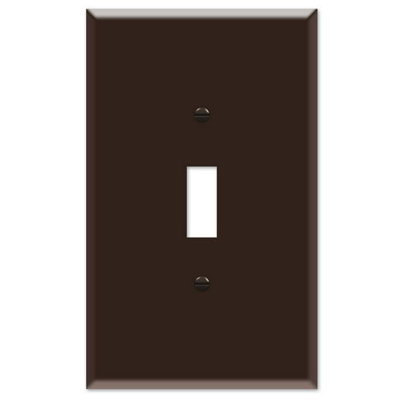OVERSIZED 1 Gang Toggle Metal Light Switch Plate Cover - One Gang Jumbo Wall Plate for Toggle Style Light Switches, Steel Painted Brown - UL Listed, 5.5" x 3.5" - Made in USA