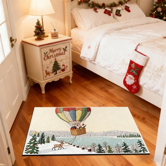 RBCKVXZ Winter Chirstmas Welcome-Doormat Outdoor-Entrance Front Door Mat, Seasonal Entryway-Rug Non-Slip Dirt-Trapping Indoor-Outside Porch Mat 16"x24" for Home Decor