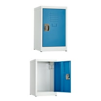 AdirOffice Steel 24 Metal Storage Cabinet Locker For Kids 1 Tier w/Key and Internal Hooks, Blue