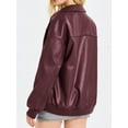 thumbnail image 4 of Women Faux Leather Jackets Bomber Casual Zip Moto Biker Coat, 4 of 6