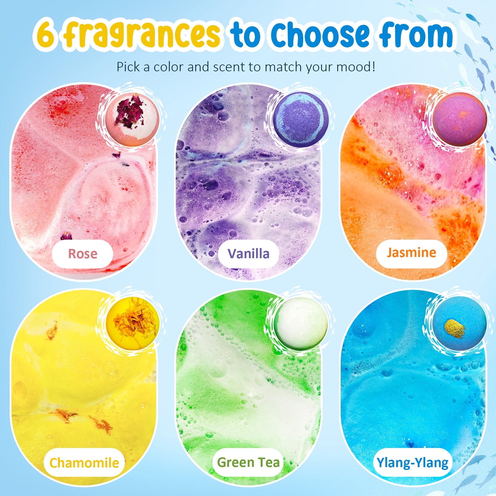 2 Pack Bath Bombs for Kids, 6 Pcs Bath Bombs with Surprise Toy inside, Natural & Organic