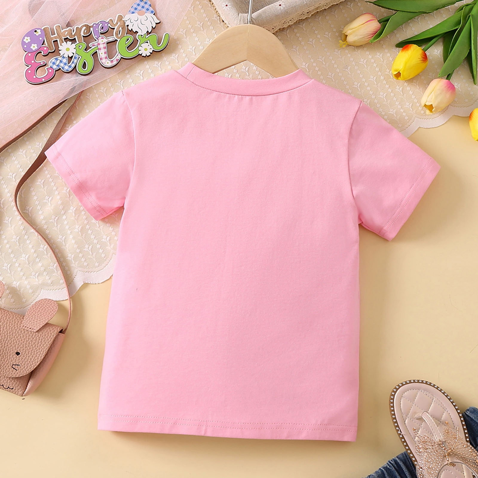 2-piece Kid Girl Letter Rabbit Print Long-sleeve White Tee and Striped Leggings Set