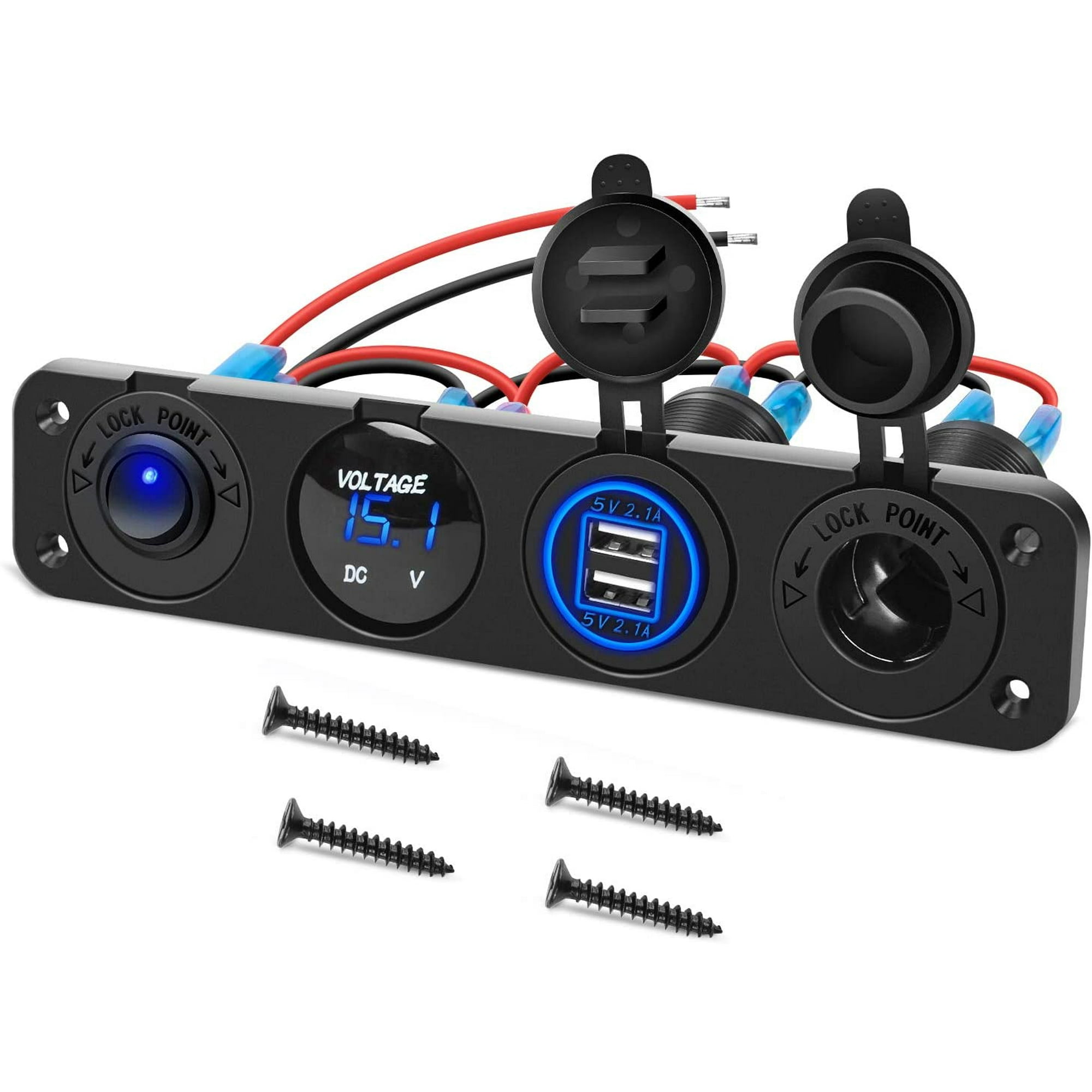 Nilight Rocker Toggle Switch 4 in 1 ON/OFF Charger Socket Panel Dual ...