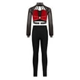 thumbnail image 2 of Zaldita Kids Girls Shiny Rhinestone Long Sleeve Dance Crop Top with Figure Skating Leggings Set Performance Dancewear Red 12, 2 of 7