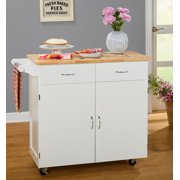 TMS Large Kitchen Cart with Wood Top, White